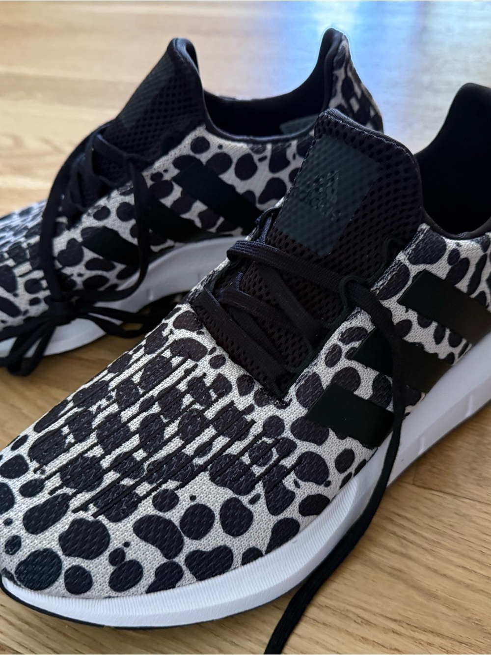 Black and White Leopard Print Adidas Swiftrun Sneakers